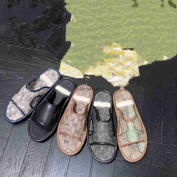 

new 2022 slippers fashion designer men's and women's leather classic sandals 35-44, Black