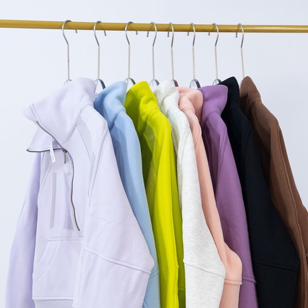 

lulu womens scuba yoga thick fleece jumper pullover fashion designer sweatshirts women long sleeves warm gym sport running jogging woman clo, Black