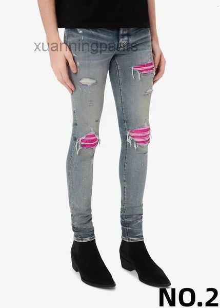 

am jeans skinny desig colors pants long embroidery slim denim straight streetwear skinny 7map, Blue