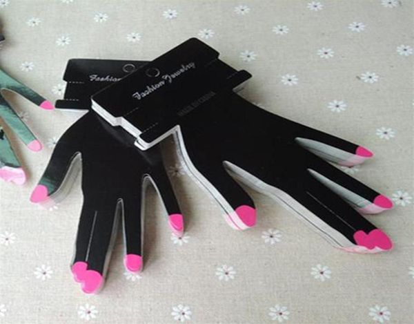 

fashion black glossy palm shape bracelet card hand finger shape paper bracelets display jewerly holder packaging hang tag 200pcs t4977984