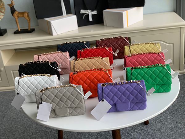 

10a super original quality women chain shoulder bags 25cm caviar lambskin leather luxury designer cf bag fashion crossbody classic flap hand