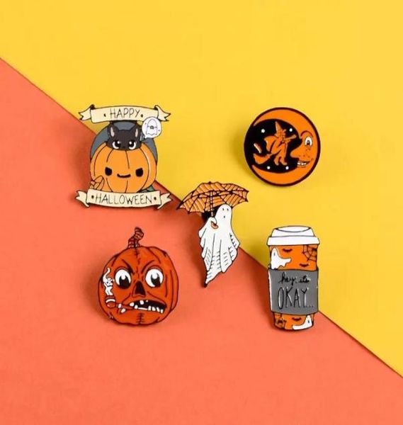 

happy halloween enamel pin custom coffee moon ghost pumpkin umbrella brooches backpack clothes lapel pin fun badge jewelry gift3052159, Blue