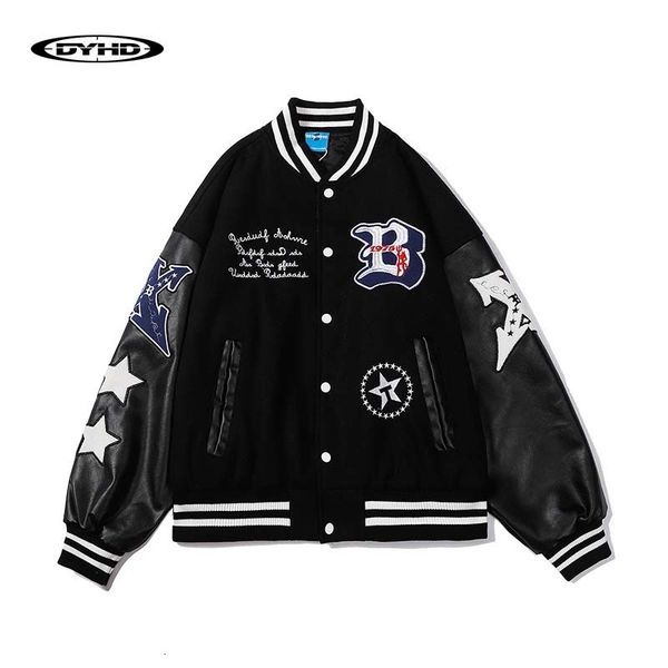 

mens jackets fashion loose outwear star cartoon letter embroidery college jacket vintage casual baseball autumn winter 230729, Black;brown