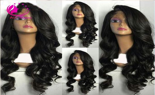 

full density virgin brazilian human hair loose wave wig glueless remy human hair full lace wig with side bangs2114880, Black;brown