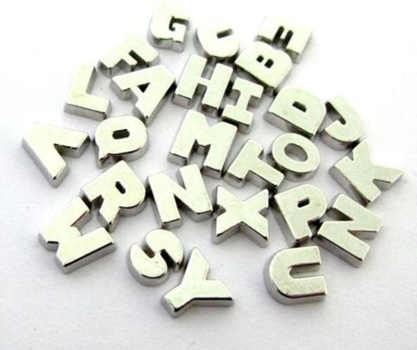 

26 52 130pcslot silver color plain smooth letters a z alloy alphabet floating locket charms fit for diy living magnetic loc3186104, Bronze;silver