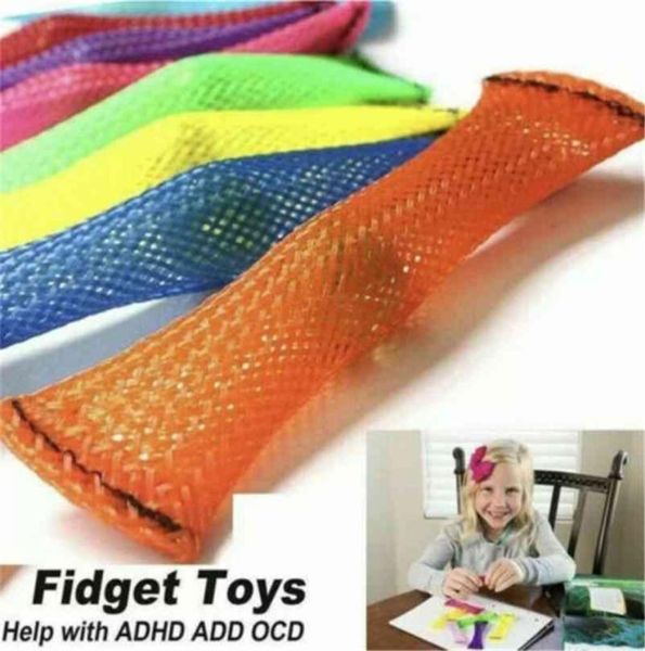 

braided mesh tube and marble ball mesh marble fidget toys sensory kids stress anxiety relief squeeze popper bubble soothing 4629943, Red;brown