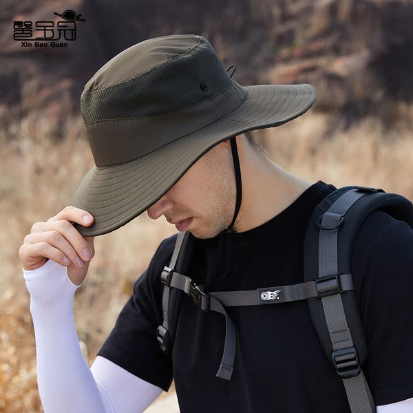 

fashion designer jewelry summer sun protection bucket hat with large brim, outdoor ventilation versatile sunshade baseball cap wholesale mzy, Blue;gray