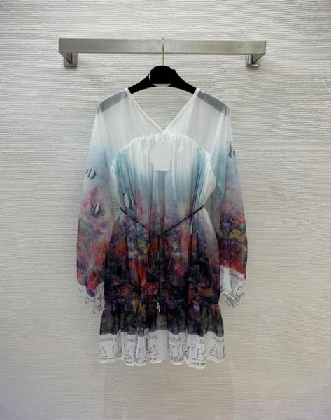 

608 l 2022 summer a line long sleeve v new blue brand same style dress womens clothes weini7494764, Black