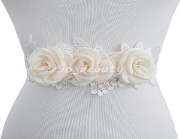

bridal wedding sash belt ivory floral waistband flower bridesmaid dress sash wedding accessories gown ribbon sw33448490836, White