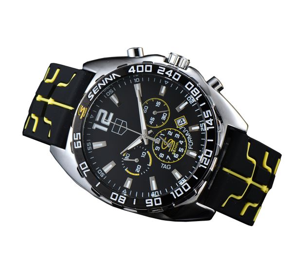 

brand tag heuxx senna luxury mens watch fashion sports multifunctional chronograph calendar designer movement automatic quartz watches montr, Slivery;black