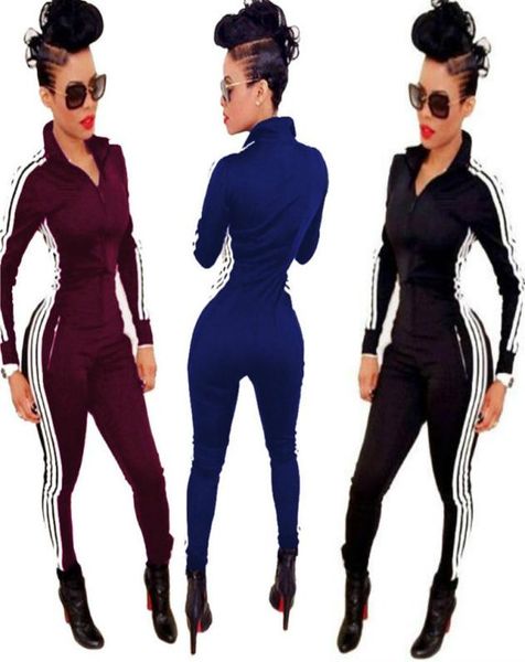 

autumn winter 2016 fashion skinny bandage bodycon black long jumpsuit rompers women casual sport bodysuit female sweat suit b3502455, Black;white