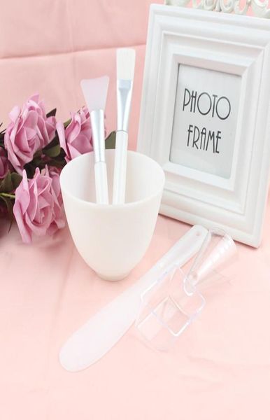 

2021 new diy silicone facial masks making bowl with stick brush spoon cosmetic tools diy mask bowl brush beauty tool homemade stic7537339