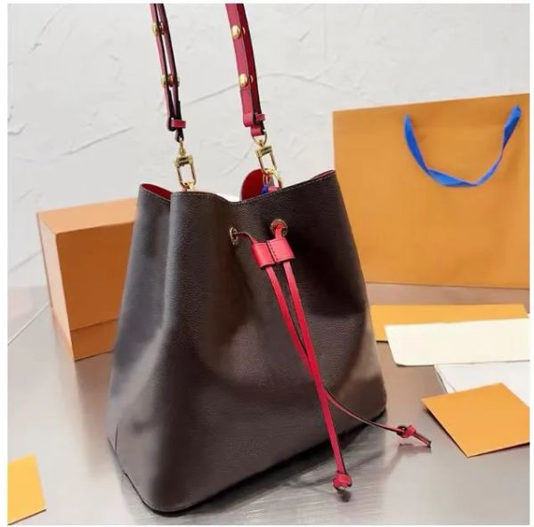 

neonoe mm bucket bag m45256 monograms flowers leather fashionable versatile bag cross-body tote shoulder neo noe inside zipped pocket luxury