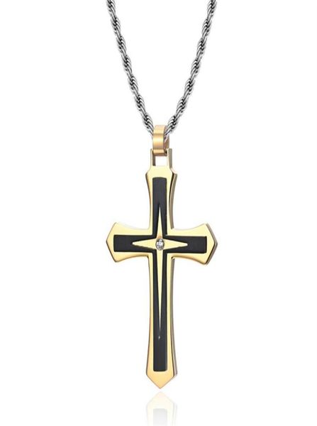 

stainless steel 316l jewelry men gold tone pendant necklace 46 30mm long chain zircon contrast color 6pieces lot236j4386775, Silver