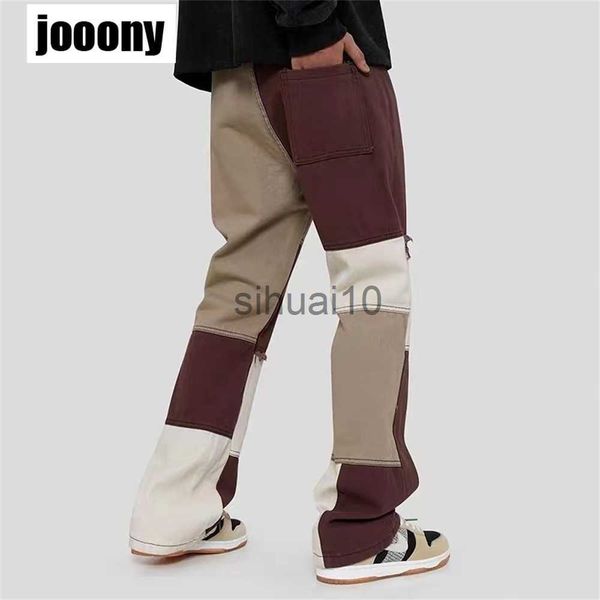 

men's jeans mens casual slim fit patchwork denim pants 2022 biker hip hop jeans for men with loose denim pants men's fashion trend, Blue