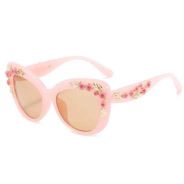 

wholesale luxury rose flower cat eye queen oversize sunglasses women vintage girls oculos de sol brand design sun glasses gafas eyewear uv40, White;black