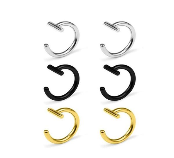 

trendy titanium steel punk clip on fake piercing nose wrap lip rings nose ring women body jewelry 56 d39422989, Silver