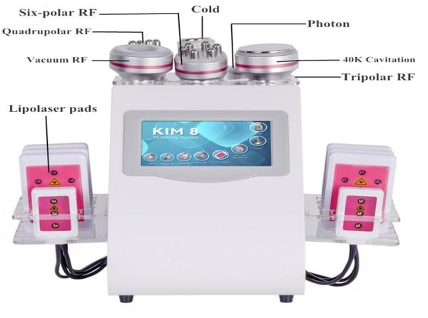 

2022 lipo liposuction portable kim 8 radiofrequency rf 40k cavitation 9 in 1 lipo slimming machine9449536, Black