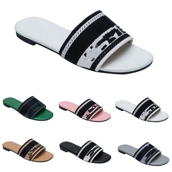 

2023 summer sandal womens beach slippers flat heel designer fashion flops leather lady brand slides famale shoes l bath ladies sandals l1, Black