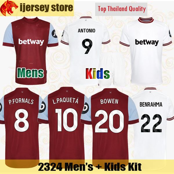 

23 24 west hams scamacca soccer jerseys ings bowen 2023 2024 rice united benrahma antonio football shirt fornals . paqueta mens kids kit re, Black;yellow