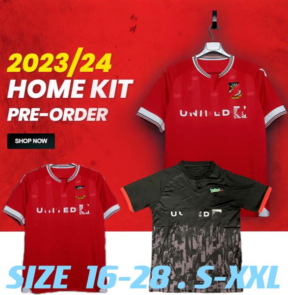 

2023 wrexham 2024 soccer jersey men kids kits jersey 2023 2024 fast-dry short sleeve soccer shirt custom logo outdoor sport t shirts and sho, Black