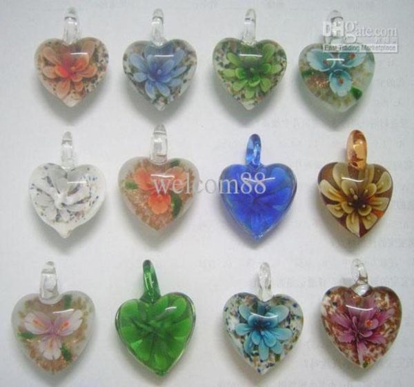 

10pcslot multicolor heart murano lampwork glass pendants for diy craft fashion jewelry gift pg0131079021378331, Silver