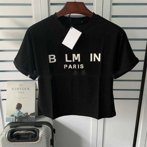 

womens designer t shirt crop letters printed tee summer t-shirt female casual short sleeves crew neck size s-l, White