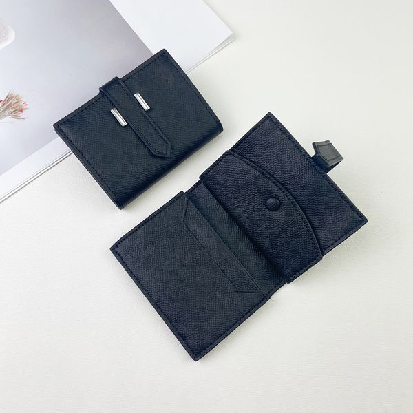 

fashion woman wallet designer cardholder key coin purses fold wallets grained genuine leather mini purse womens mens credit card pocket, Red;black