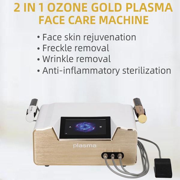 

professional 2 handles gold plasma pen facial anti-aging black head spot removal skin tightening ozone cold plasma acne scar removal beauty