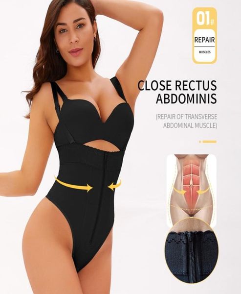 

body shaper women slimming thong shapewear bodysuit zip waist control tight underwear full corset bulifter lingerie 6xl9551515, Black;white