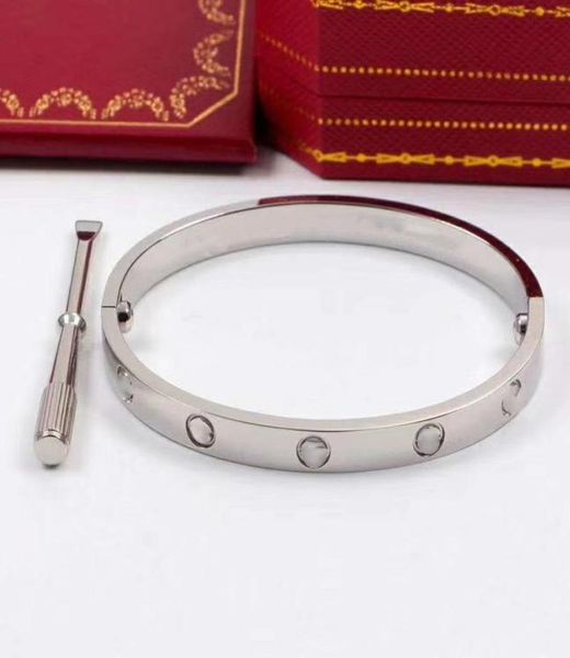 

steel gold color crystal bracelets luxury brand stylish screws bangle for women girl decoration jewelry accessory gift6668491, Black