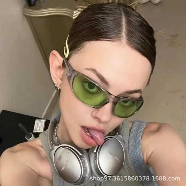 

millennium y2k green female personality punk spice girl small frame ins net red sunglasses male, White;black