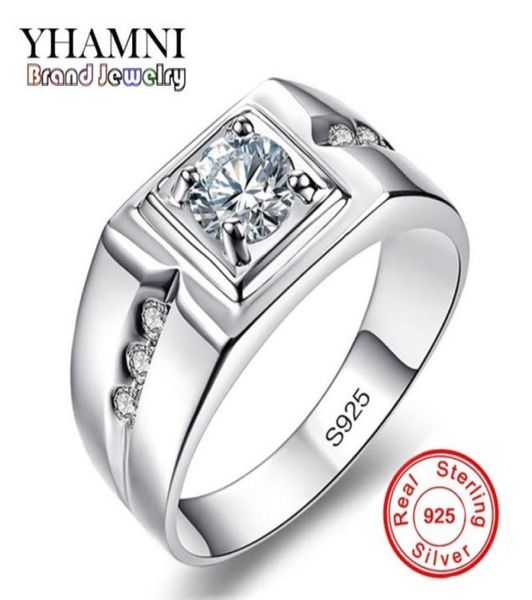 

yhamni classic men ring set 6mm 1 carat cz diamond engagement ring 925 solid silver wedding ring for men jewelry whole rj29n4055927360410, Slivery;golden