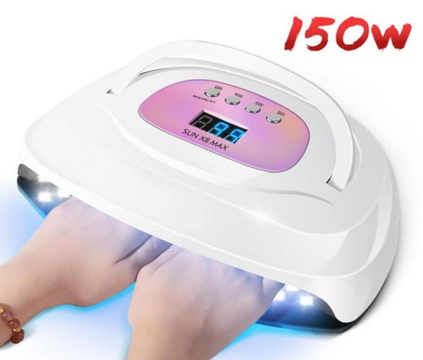 

ladymisty 150w led lamp nail dryer 57 leds dualhands uv ice lamp for drying gel polish 4 timer auto sensor manicure tools q11236699038658