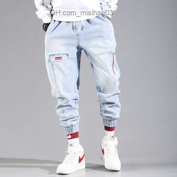 

men's pants street clothing hip hop cargo pants men's jeans cargo pants elastic harun pants jogging pants 2022 autumn/winter z2308, Black