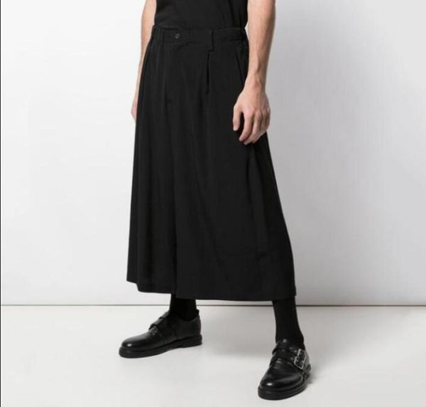 

new european and american trend men039s casual cropped pants hair stylist loose straight pants youth personality wide leg8887015, Black
