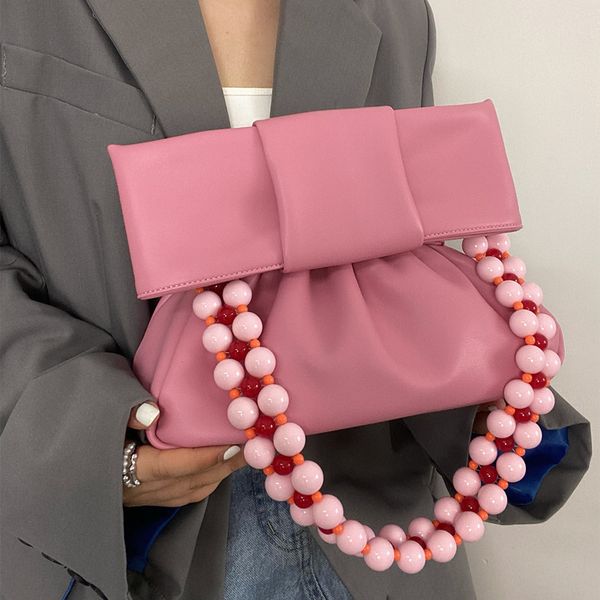 

crossbody bag single shoulder underarm bag small design pleated pearl women's bag