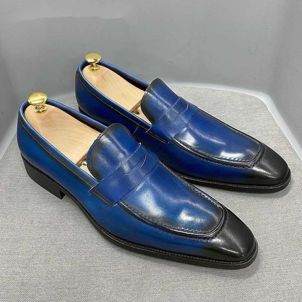 

dress shoes big size mens penny loafers leather blue brown business, Black