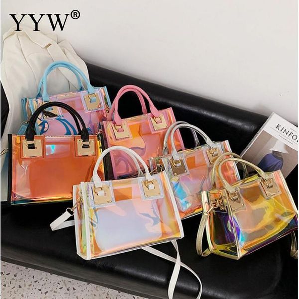 

evening bags holographic transparent jelly bag pvc women's designer handbag big capacity chain shoulder messenger bags clear bag 230729