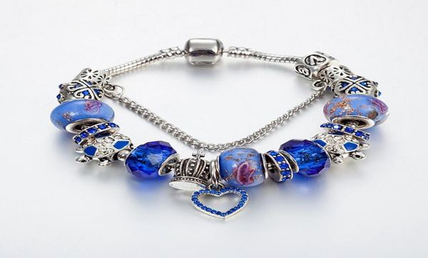 

strands blue charm glass beads bracelet diy crystal turtle crown ornaments whole4371052, Black