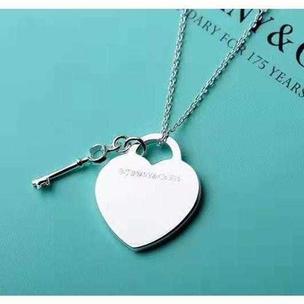 

return to necklace jewelry love key t necklace female isn minority design heart-shaped pendant clavicle chain, Silver