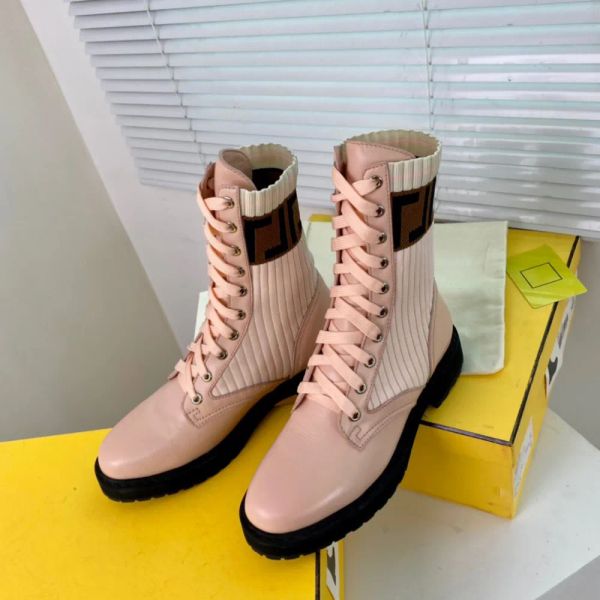 

brand cuffs ribbed knit socks style flat shoes ankle motorcycle boots elastic fabric paired with pink leather combat boots luxury designer s, Black