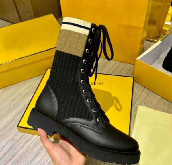 

rockokoboot women boots knitted stretch martin neakers black leather knight short booties design casual boottem size35-41