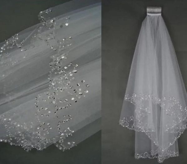 

the new 15 meter double seam beads and sequins sparkling white veil headdress face length comb 7912766, Black
