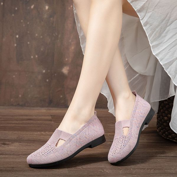 

knit shoes women mens designer flat casual trainers black white beige outdoor sports sneakers 018