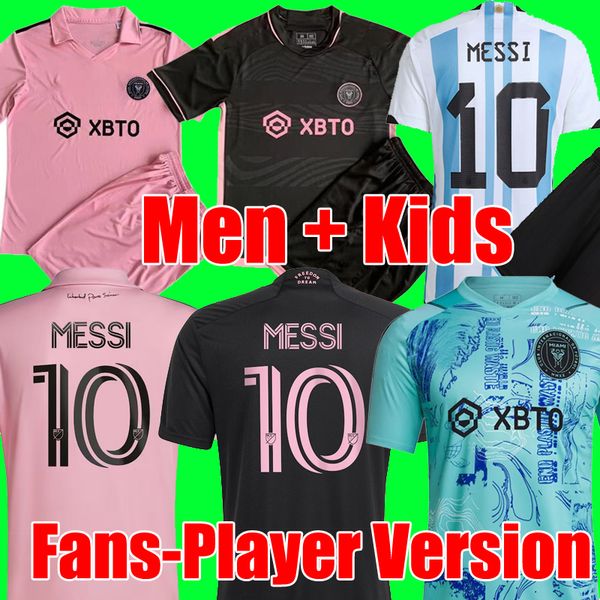 

2023 2024 inter miami soccer jerseys cf matuidi higuain campana yedlin messis 23 24 football men kids sets player fans version shirt kits, Black;yellow