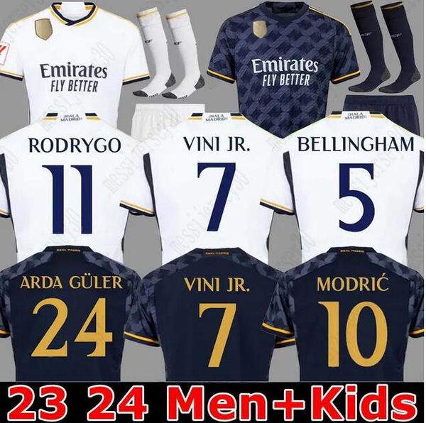 

2023 2024 bellingham soccer jerseys camavinga tchouameni rudiger fans player 23 24 modric vini jr football shirt valverde kroos camiseta de, Black;yellow