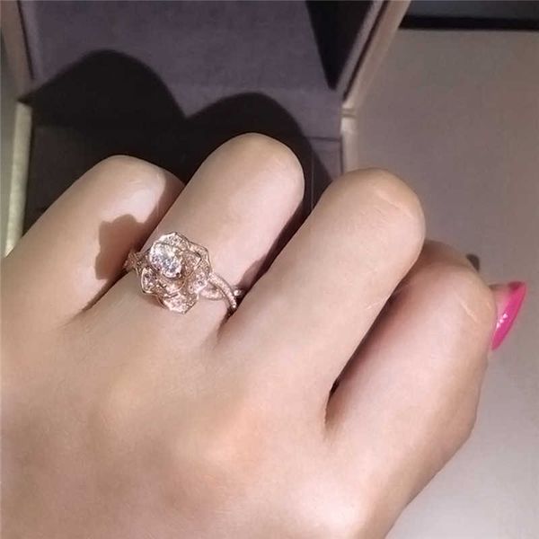 

luxury shining rose zircon ring for women silver rose gold color classic simple fashion engagement wedding jewelry gifts ium5