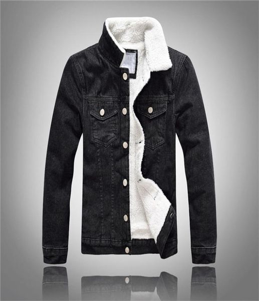 

men denim jackets thicken fleece winter jacket male cotton coats fur collar casual jeans clothes plus size 6xl6051787, Black;brown