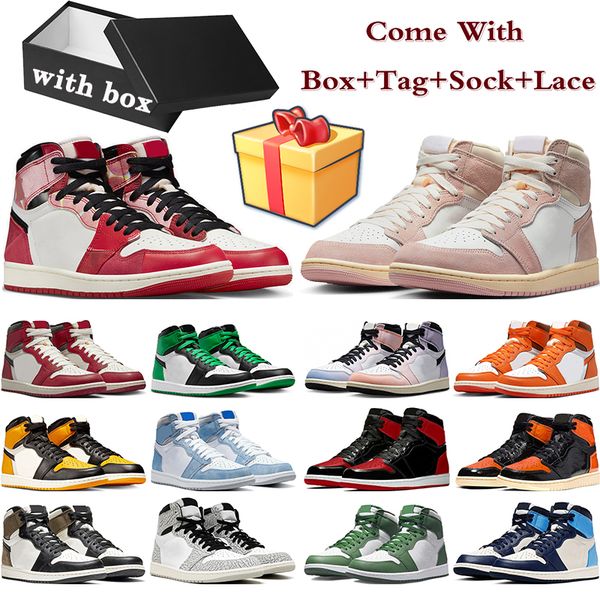 

with box jumpman 1 basketball shoes 1s mens trainers women sneakers washed pink university blue hyper royal true blue bred patent outdoor sp